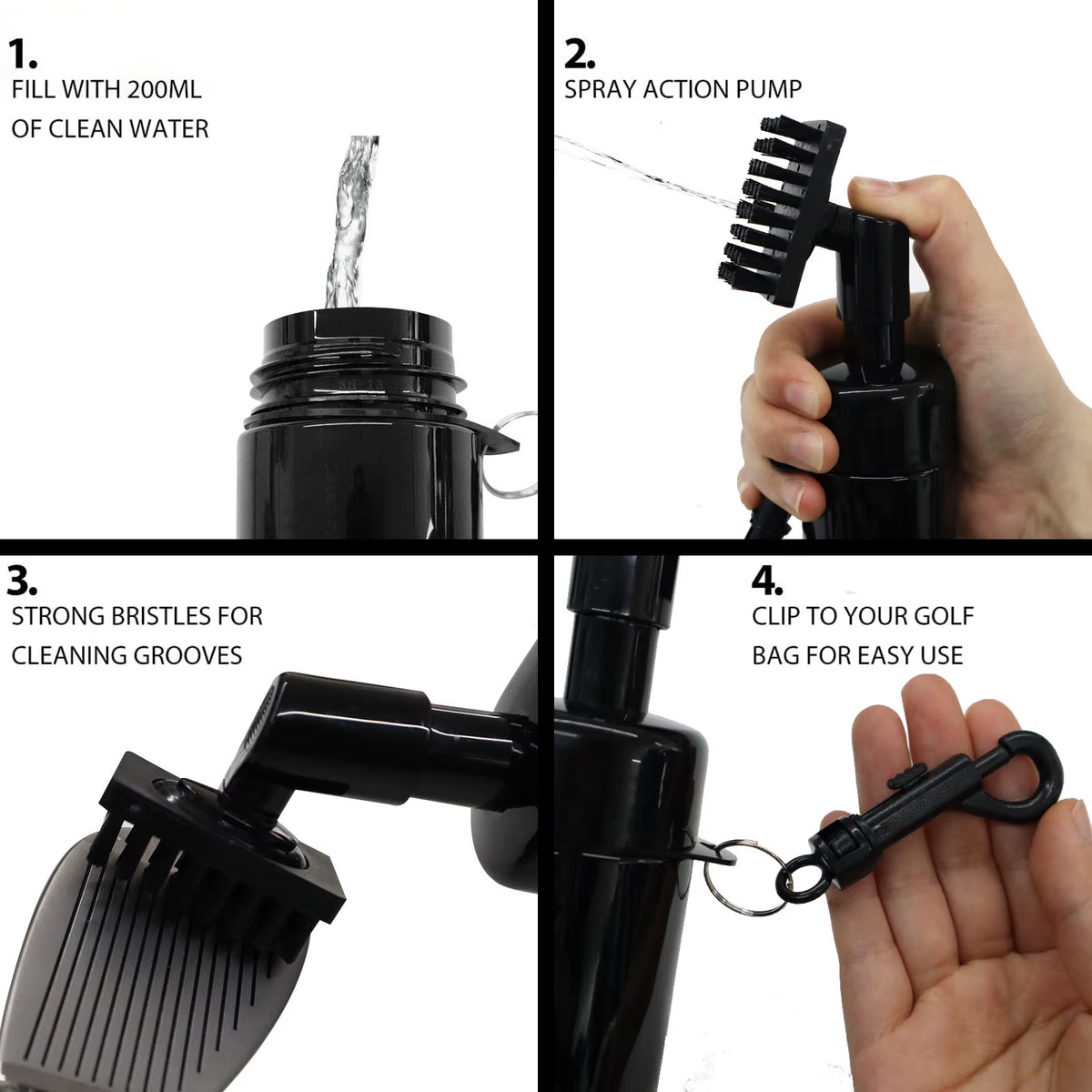 1Pc Golf Club Cleaner Tool Integrated Groove Tube Brush and Leakproof Water Squeeze Bottle for Easy Cleaning